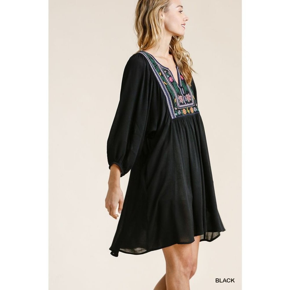 Umgee  Dress Women's Floral Embroidered Babydoll - Picture 2 of 3